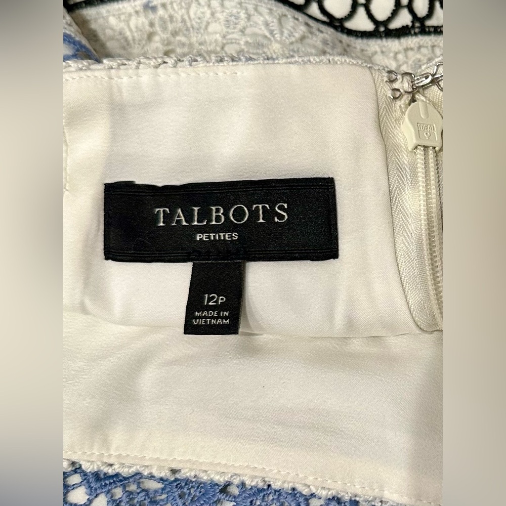Talbots Petites Peekaboo Crochet Lace Stripes Fully Lined Pencil Skirt - EUC 12P - Picture 8 of 9